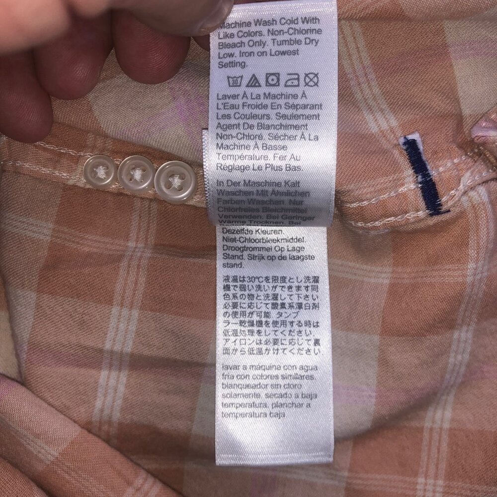 JCrew Flannel Shirt Womens 2 Peach Friday Plaid Relaxed-Fit Featherweight Cotton - Picture 8 of 9